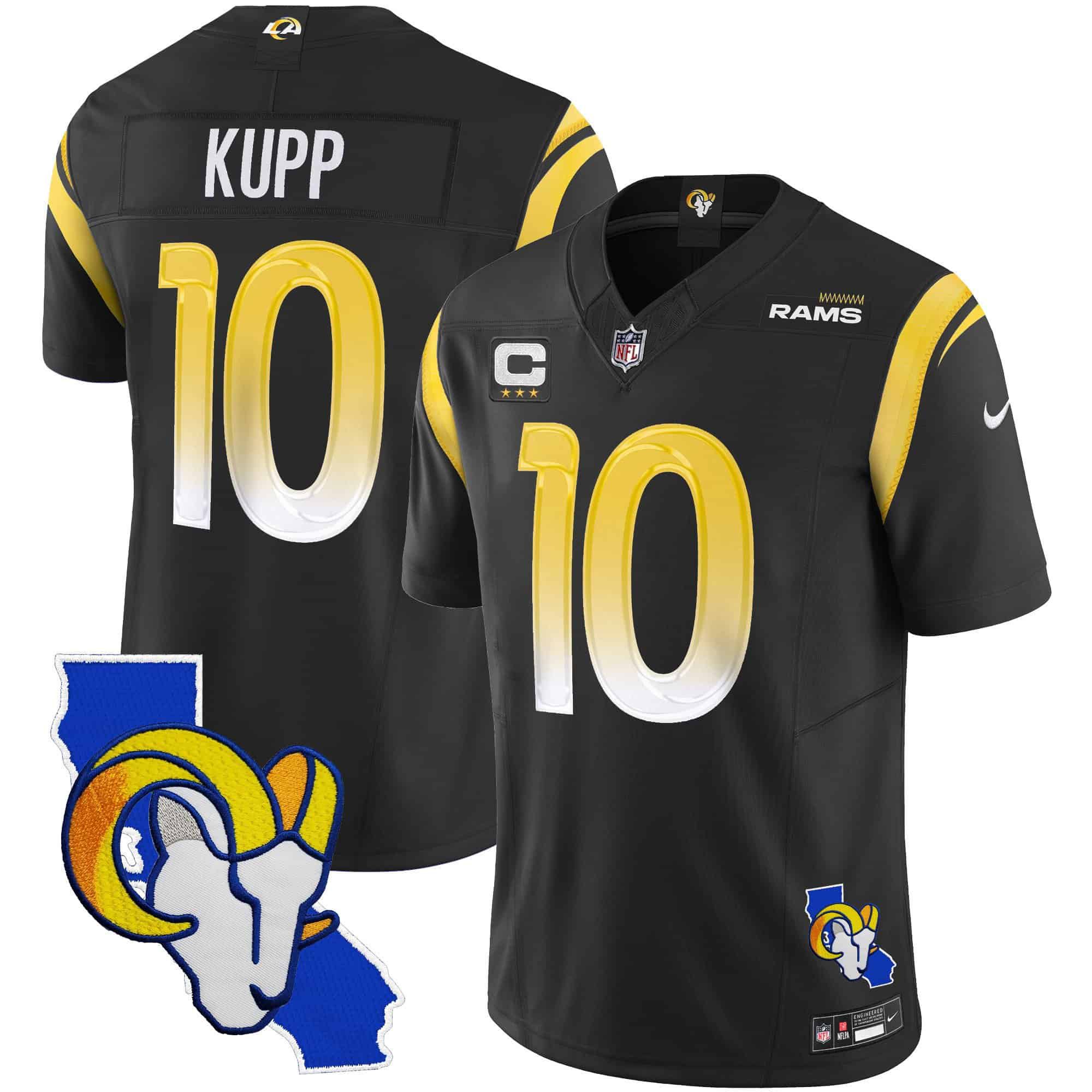 Men Los Angeles Rams #10 Kupp Black 2024 Nike California Patch Vapor Limited NFL Jersey style 1->indianapolis colts->NFL Jersey